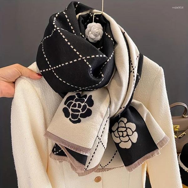 Шарфы геометрический камелия Жаккард шарф Элегантный стильный имитационный кашемирский бахра