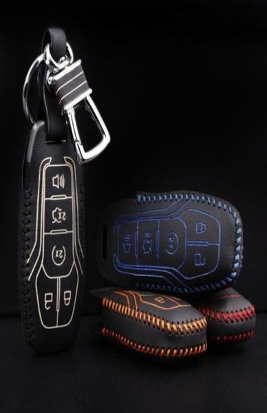 Yepyeni orijinal deri uzaktan kumanda araba anahtar zinciri ve ford mustang için anahtar kasa cüzdan çantası kapağı 20158521246
