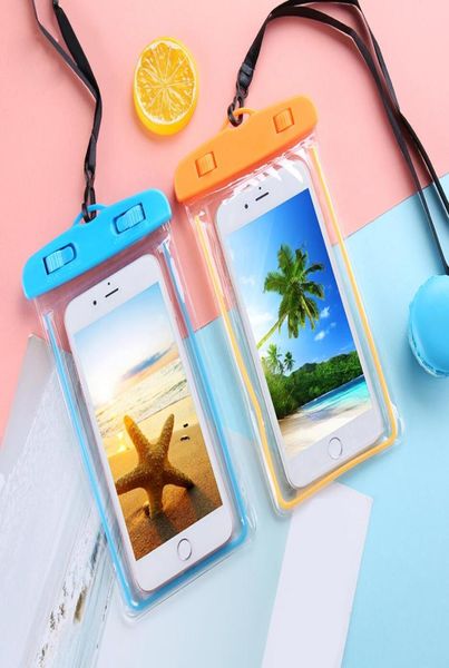 Borsa impermeabile Noctilucent PVC Protective Phone Phone Ponte Canda del telefono cellulare Sport per il nuoto per 6 76 7 Plus S 6 76986534