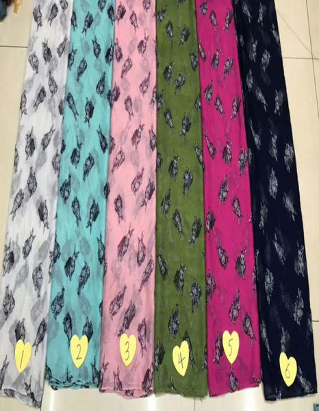 2018 Neue Mode süße Kaninchenabdruck Schal Frauen Kaninchen Tierdruck Wickelschals Schal Hijab 6 Farbe Ganz 10pcslot 1910154