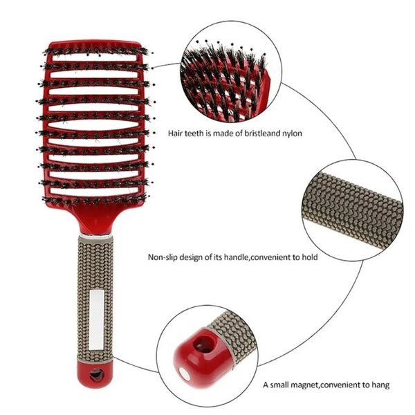 Haar Kopfhaut Massage Kamm Haarbürste Borste Nylon Frauen nass trocken lockiger Entwirrel Haarbürsten Salon Friseur Styling Tool Dropship