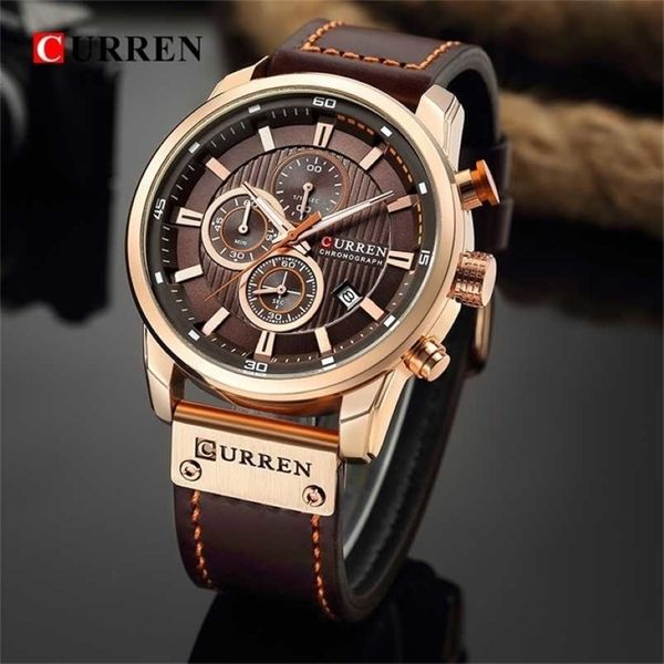 Curren Fashion Date Quartz Men Watches Top Brand Luxury Male Cronograph Chronograph Sport Mens Orologio da polso Hodinky Relogio Masculino 220124 3196