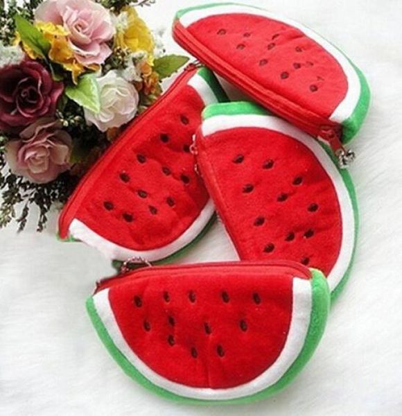 Pluxh Red Watermelon Coin Bags Carteira de frutas Big volume de melancia infantil infantil caneta de caneta case coin bolsas de moeda presente3167349