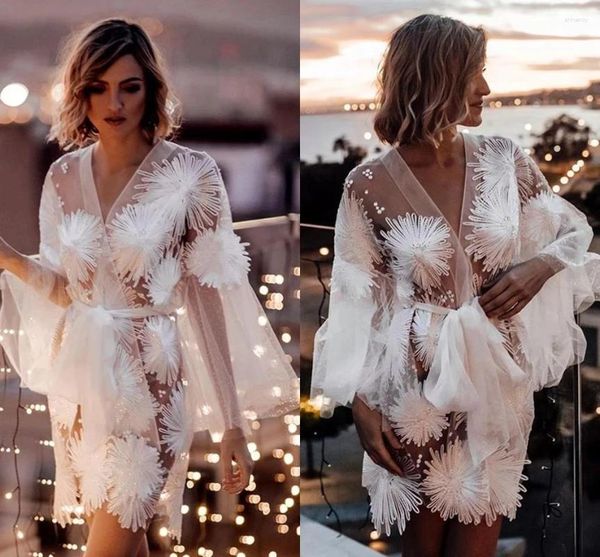 Partykleider Frauen kurzer Abschlussball gegen Nacken Puff Full Sleeves Cocktailkleid Appliken Pailletten Nachtwäsche Badrobe