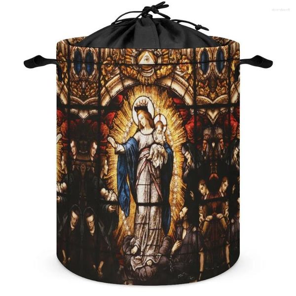 Stume da stoccaggio La Virgin Mary in vendita serbatoio del cesto lavanderia di grande capacità classico di vestiti super morbido può essere piegato all'aperto