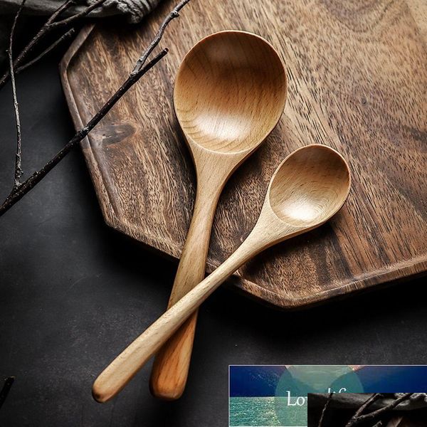 Colheres de estilo japonês sopa de faia alça longa utensílios de mesa de cozinha de madeira mingau de madeira colher colher colher de chá de utensílios de cozinha utensílios de cozinha Drop DHE07