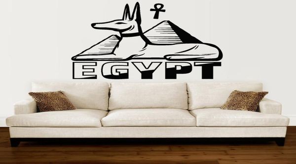 Adesivos de parede da pirâmide para o quarto de crianças egypt Deus anubis antigo decalque egípcio de vinil para a sala de leitura auto -obesivos9398204