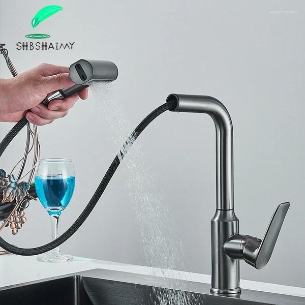 Rubinetti da cucina pistola grigio/cascata cromata Feiyu rubinetto 4 funzioni acqua tiro spruzzatore di spruzzatore a foro freddo a foro singolo mounte