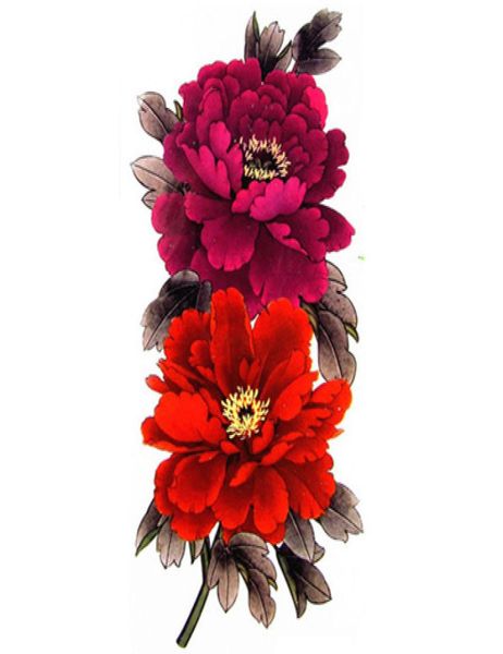 4 PCSPACK Bellissimi fiori di peonia impermeabili Adesivo da tatuaggio temporaneo per donne gioielli art3512969