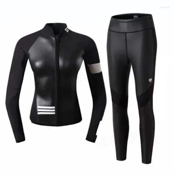 Swimwear femminile 2024 Abito da immersione 2 mm Wetsuit Women Wetsuit a maniche lunghe Top a maniche lunghe kitesurf surf giacca da pescamento pantaloni vestiti bagnati