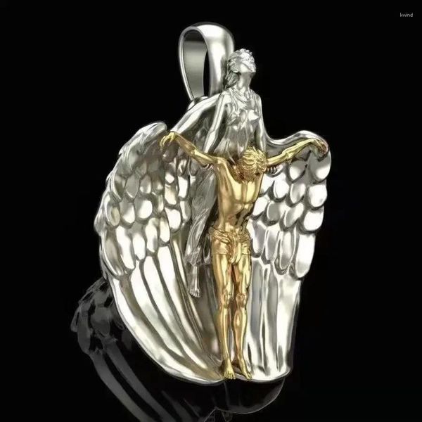 Anhänger Halsketten verkaufen Schmuck in Europa und Amerika Heilige Erlösung Engel Kreuz Halskette Gebet Weihnachtsgeschenk Unisex