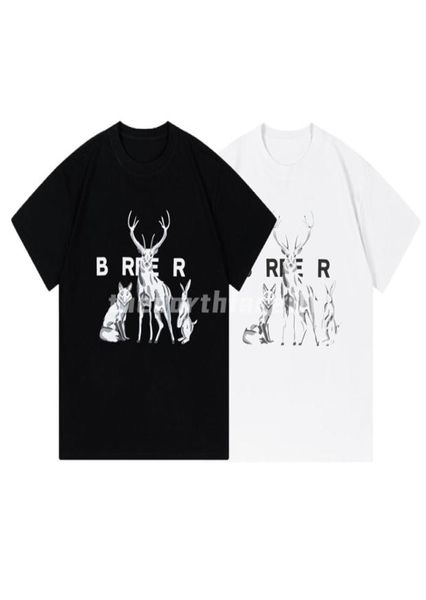 Marca de moda de luxo masculina camiseta de animal letra impressão de pescoço redondo de manga curta verão de camiseta solta top preto branco6832076