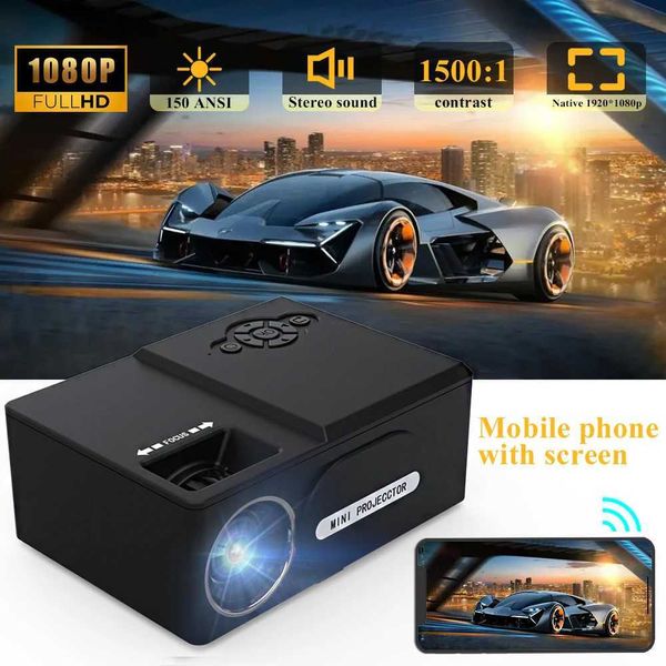 Proiettori TY60 Mini Proiettore portatile 150SI Supporto 1080p HD Home Theater Projector LED Smart TV in 23 lingue J240509