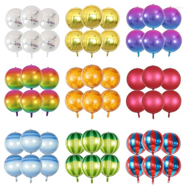 Party -Dekoration 6pcs 22 Zoll 4D Folie Heliumballons Metallic Shiny Air Globos Hochzeits Geburtstag Babyparty Kinder Spielzeugbedarf