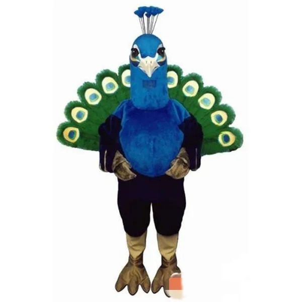 2024 Halloween Blue Peacock Mascot Costume Aderetes promocionais de fantasias Costumes Fantsuit Fursuit Fantas