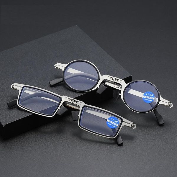 Sonnenbrille Metall Runde quadratische Falten -Lesebrille Frauen Männer blau leichter Computer tragbare Design -Leser Brillen Gafas 1 1 5 2 2 5 198t