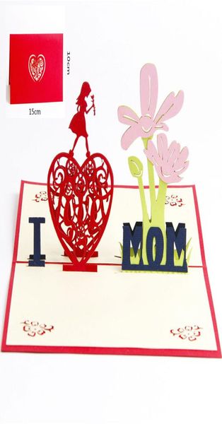 Love Mom Gifts Grazie biglietti d'auguri con Fiori del festival busta laser taglio cavo malato 3d pop -up festa della mamma 7038111