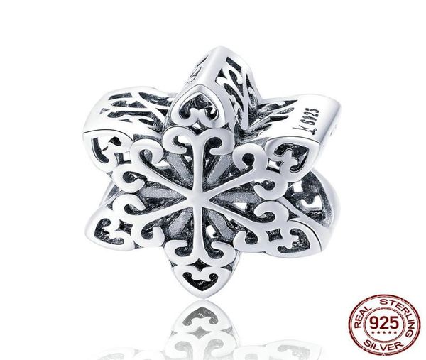 Mode Pure Silver Charm S925 Sterling Roségold, Schneeflockenhänger DIY Charms Perlen Armbänder handgefertigtes türkischer Schmuck W5008343