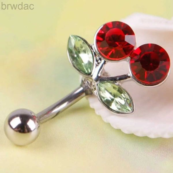 Navelringe Chirurgischer Stahl rote Kirsch -Strass -Strass eingelegter Bauchnabel Navel Ring Charming Piercing Body Schmuck D240509