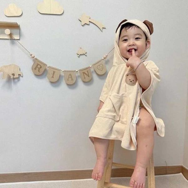 Toalhas vestes inspiram o bebê coreano, algodão com capuz toalhas de capuz para crianças manto manto manto de banho macio para bebês meninos recém -nascidos pijamas