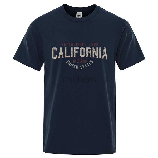 Camisetas masculinas estabelecidas em 1982 California USA Mens Camisetas grandes camisetas de verão de algodão respiráveis e solteiras camisetas de hip-hop camisetas d240509