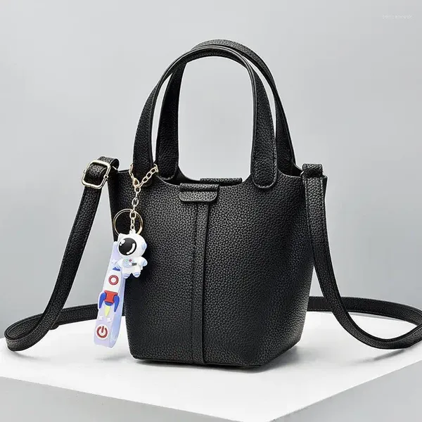 Abendtaschen modische Litschi -gemusterte Handtasche Frauen Eimer -Tasche große Kapazität Feste Farbe Schulterkreuzkörper