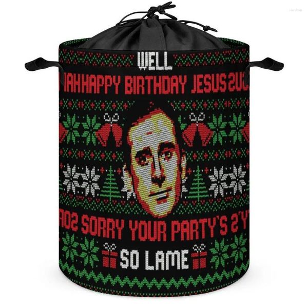 Сумки для хранения С Днем Рождения Иисус - Забавно, офис связывает вашу грязную корзину для стирки кармана.