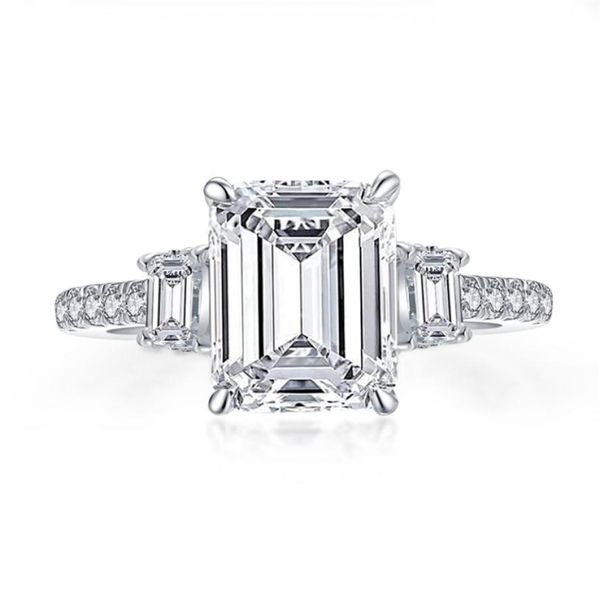 Anelli Anziw 925 Sterling Zilveren 3 Karaat Emerald Cut Engagement Ring Voor Vrouwen 3Steen Gesimuleerde Diamond Wedding Band5677838731160