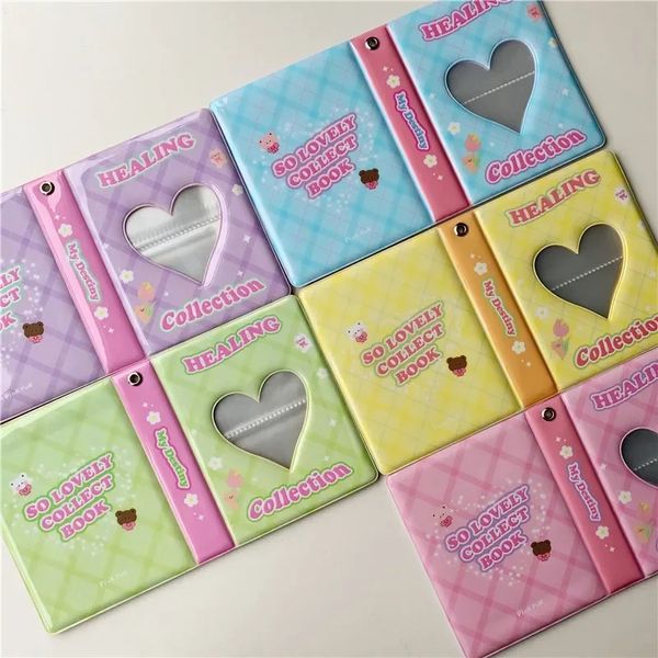 3 -дюймовый фотоальбом Ins Korean Cute Bear Kpop Card Binder 80 Pockets Альбом Hollow Love Picture Case Case Книга
