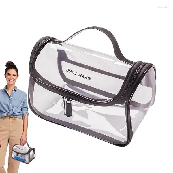 Bolsas de armazenamento Bolsa de viagem de grande capacidade Clear Cosmetic com maquiagem elegante para uma viagem de negócios portátil higiene pessoal portátil