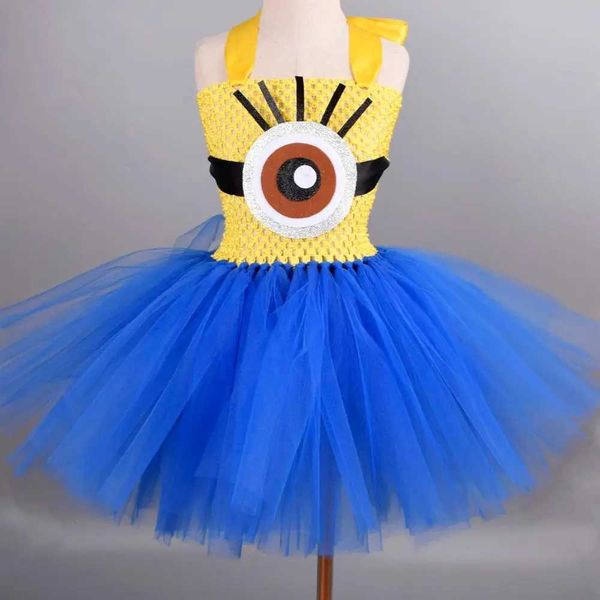 Vestidos de menina Vestido amarelo/azul royal Tutu para meninas Vestidos de festas de aniversário de bebê crianças fantasia de Halloween 0-12y T240509