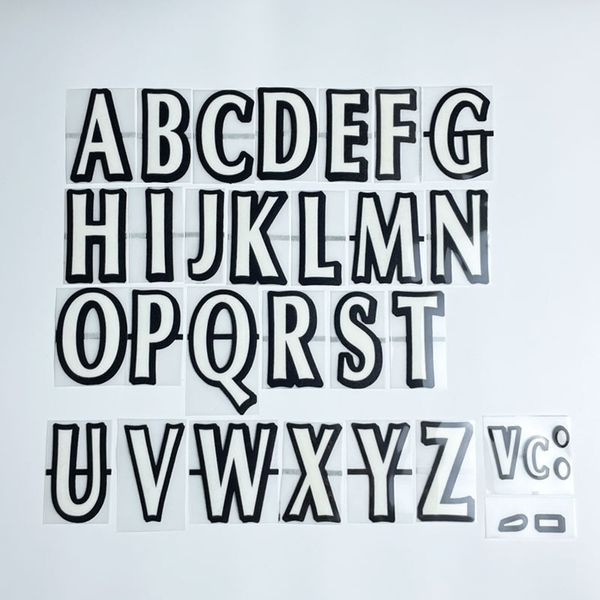 1997-2007 PL NASSET SLOCK LETTERE A-Z Black Black Clothing Nome fai-da-te Nome Lextra Materiale a caldo Stampa
