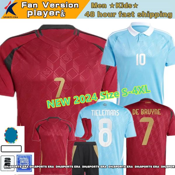 2024 Belgien Fußball Jersey de Bruyne Lukaku Doku 24 25 Belgique Nationalmannschaft Player Football Hemd Männer Kids Kit Set Home Away S-4xl Carrasco Bakayoko Trossard