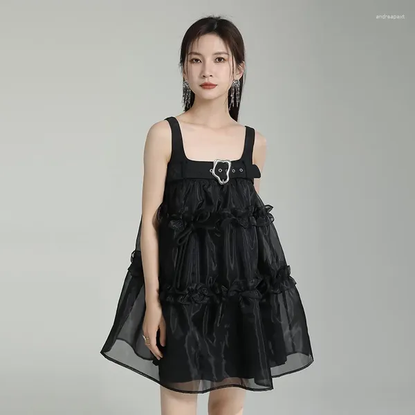 Blouses femininas Zhongchuang Rizhen Design de nicho de saia de camisola Fluffy Dress solto e emagrece