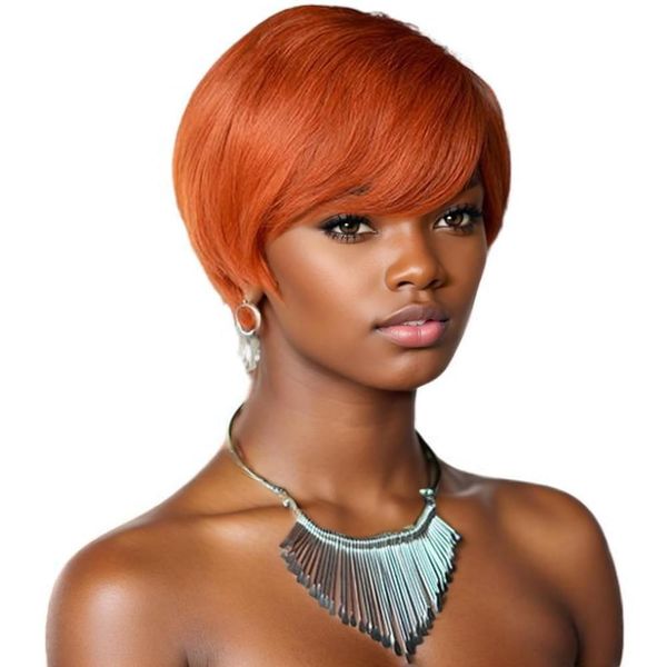 Короткие парики Pixie Cuts 350# парики для волос с человеческими париками с челком омбре пикси для чернокожи