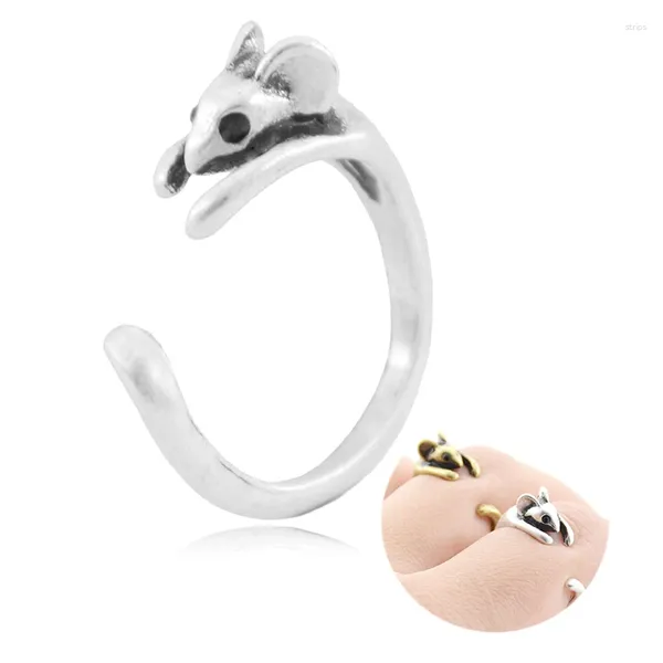 Clusterringe Retro süße Mini -Maus -Ring -Männer Anel Punk Tier Welpe Anilllos Bague Femme Liebe Paar Schmuck für Frauen Mädchen Party Geschenk