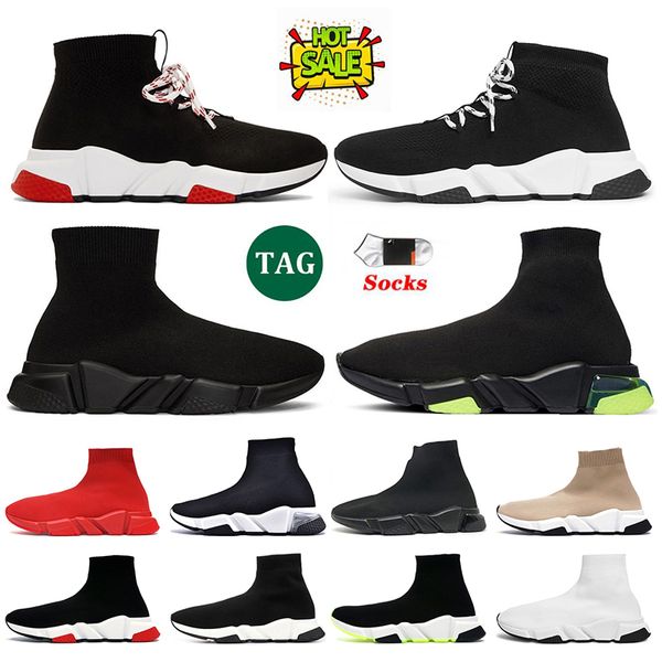 2024 Designer Calzini ad alto taglio Scarpe da donna per uomini Allenatori di piattaforma per la piattaforma Triple S Black White Clear Sole Graffiti Lace-Up Paris Sock Moca