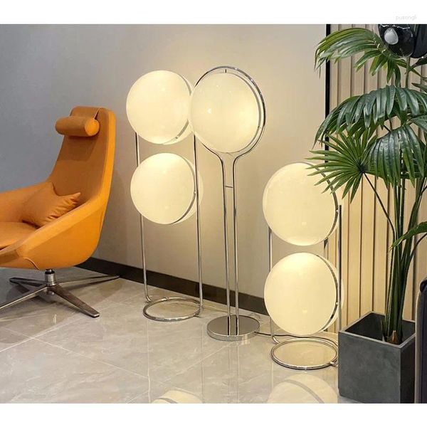 Stehlampen Acrylkugel rotatable Chrommetall LED für Wohnzimmer Schlafzimmer Sofa Seite Stehende leichte Foyer -Ladenbeleuchtung