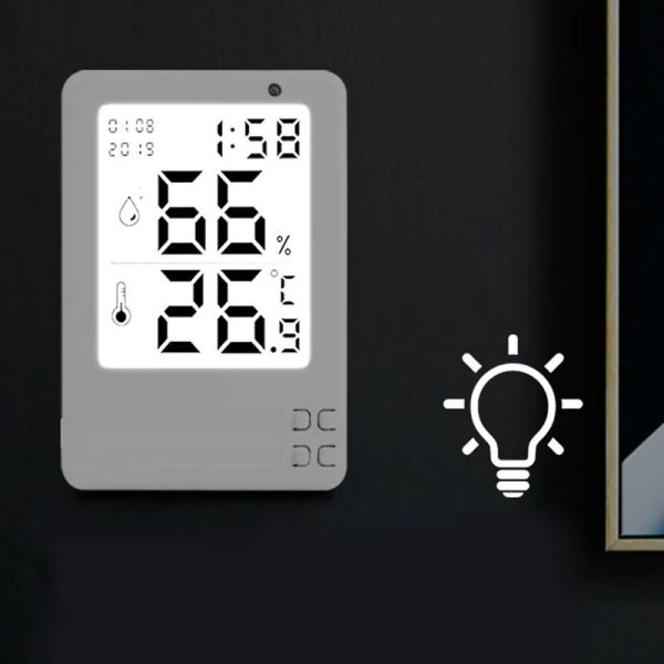 Intelligente automatische Hintergrundbeleuchtung Luminöser elektronisches digitales Thermometer und Hygrometer -LCD -Innenthermometer für den Haushaltsgebrauch