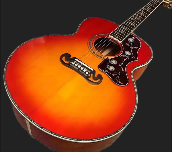 Fabrik-benutzerdefinierte Gitarre, feste Fichte, Abalone-Muschelbündel, 43-Zoll-Jumbo-Serie Cherry Red Original 2569