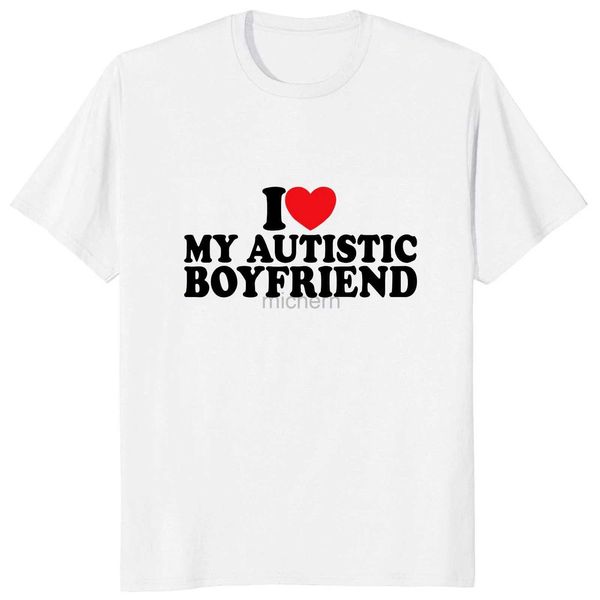 T-shirt maschile Design divertente I Heart Love My Australian Boyfriel Tshirt Girlfriend Girlfriend Girning Tshirt Casual Fashion Fashion T-Shirt D240509