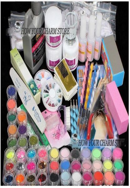 Intero intero professionista 42 acrilico liquido polvere glitter clipper file file art nail art punta strumento Strumento di spazzole kit2865157