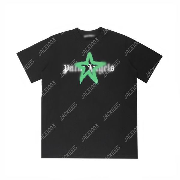 Palm Pa 24sss Summer Letter Printing Spray Paint Star Logo Tir shirt namorado presente solto hip hop hop unissex manga curta amantes de estilo tees anjos 2220 wwn