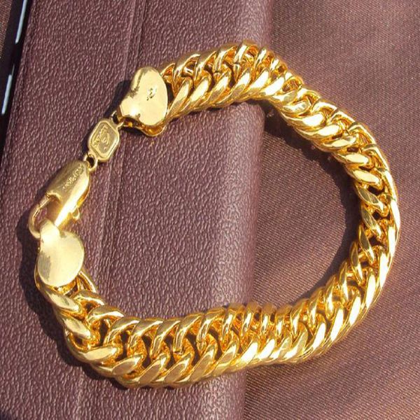 Big Miami Cuban Link Bracelet Толстую 25 миль G F Сплошная золотая цепь роскошные тяжелые 2284