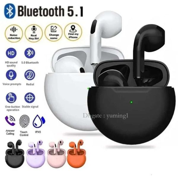 TWS Pro6 Earphone Bluetooth -Kopfhörer mit Mic 9D Stereo Pro 6 Ohrhörer für Xiaomi Samsung Android Wireless Bluetooth Headset