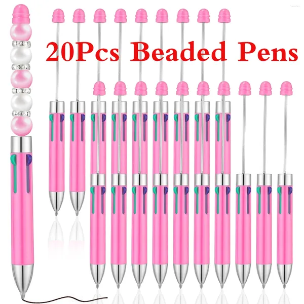 20 pezzi Macaron Pink Four Color Refiills Penna perline Creative Beadable Ball Valentine Insegnante Regalo di matrimonio
