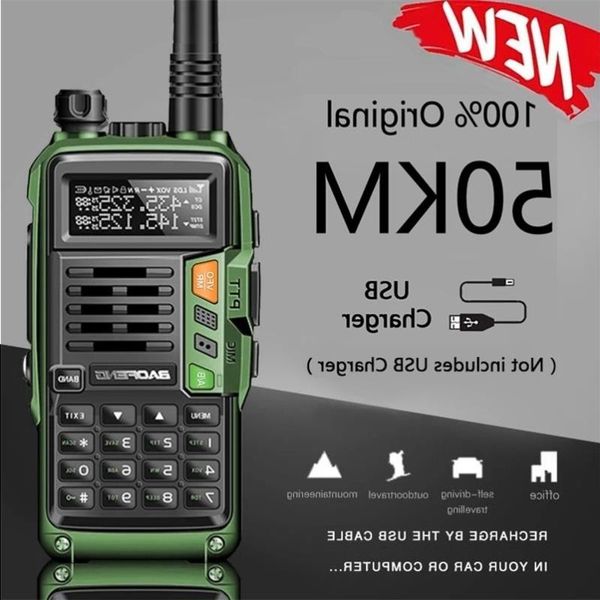 Talkie baofeng poderoso com ham uv-s9 50km transceptor de mão e banda dupla de rádio verde walkie dois 10w uhf vhf way uv-5r 210817 ppnkv