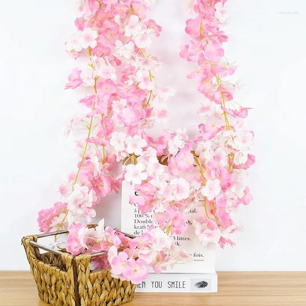 Fiori decorativi 185 cm Fiore di ciliegia artificiale Ghirlanda muro appeso Arch Wedding Wedding Home DECORAZIONE DEL GARDENO FINUCI