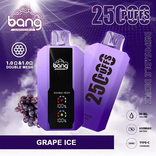 Vape mit einem Einweg-Einweg 25000 Puffs Bang Bangbox Bangking 25K Puff E-Zigarette 30ml 650mAh wieder aufladbarer Akku-Doppelgitterspulen-Smart Screen