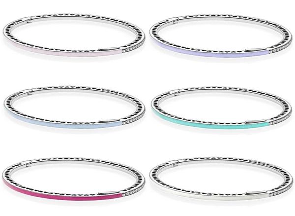 Corações radiantes multicoloridas originais com pulseira cúbica de zircônia ajustada moda 925 STERLING SLATER BRIED CHARM DE CHARM DIY JOENS 22042921597